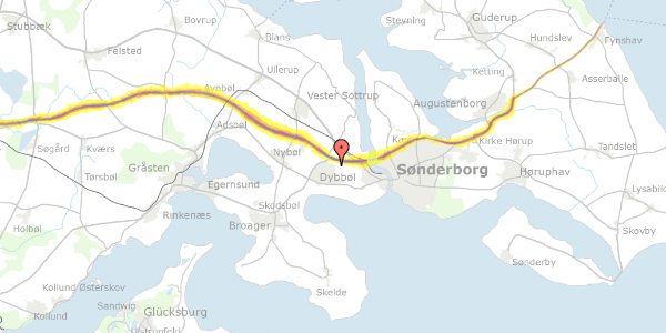 Trafikstøjkort på Bustrupvej 48, 6400 Sønderborg