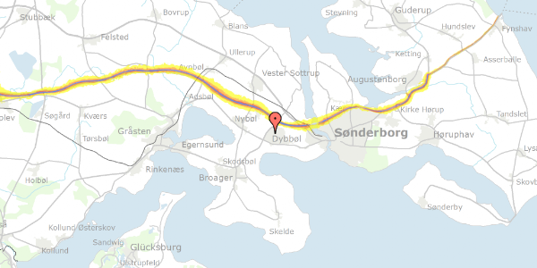 Trafikstøjkort på Dannevirkevej 2A, 6400 Sønderborg