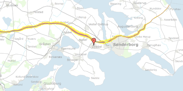 Trafikstøjkort på Dannevirkevej 33, 6400 Sønderborg