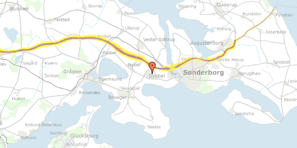 Trafikstøjkort på Dannevirkevej 38, 6400 Sønderborg