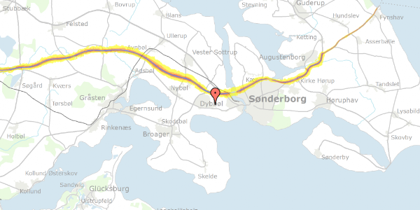 Trafikstøjkort på Dybbøl Bygade 35B, 6400 Sønderborg