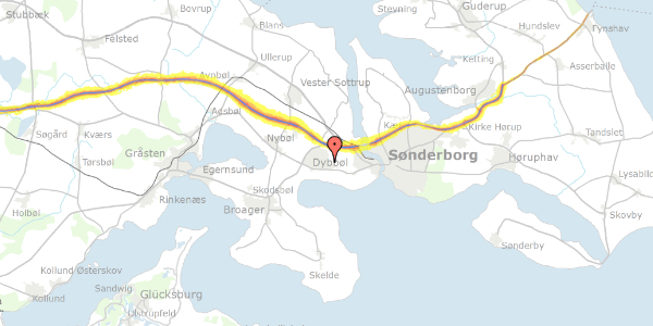 Trafikstøjkort på Dybbøl Bygade 43, 6400 Sønderborg