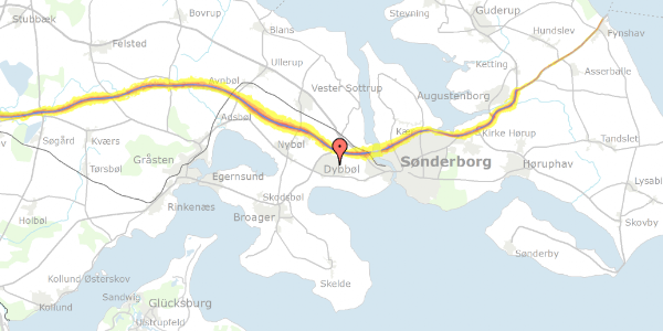 Trafikstøjkort på Dybbøl Bygade 50, 6400 Sønderborg