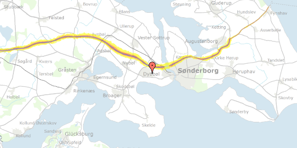 Trafikstøjkort på Dybbøl Bygade 51, 6400 Sønderborg