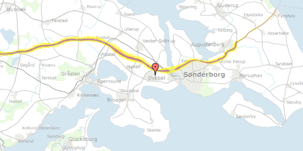 Trafikstøjkort på Dybbøl Bygade 54, 6400 Sønderborg