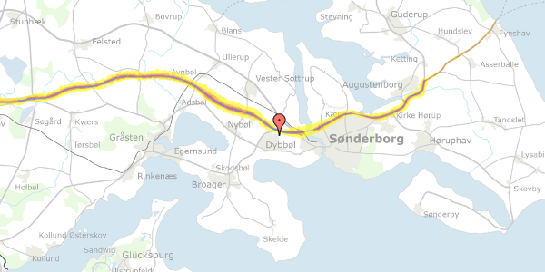 Trafikstøjkort på Dybbøl Bygade 68, 6400 Sønderborg