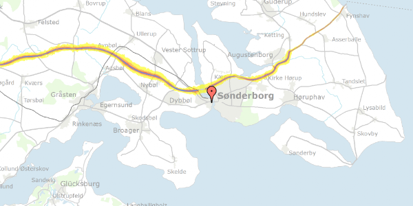 Trafikstøjkort på Dybbølgade 41, 6400 Sønderborg