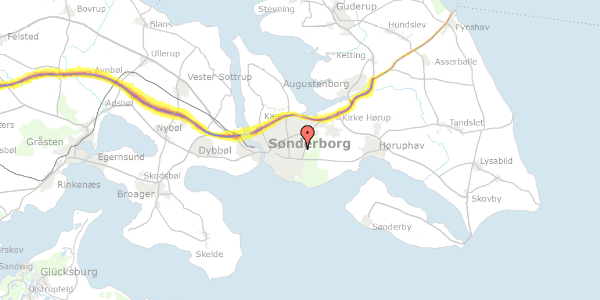 Trafikstøjkort på Gyvelvej 7, 6400 Sønderborg