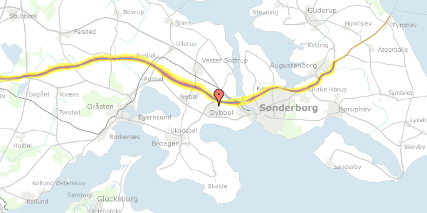 Trafikstøjkort på Hedebyvej 5, 6400 Sønderborg