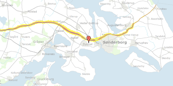 Trafikstøjkort på Helligbæk 14, 6400 Sønderborg