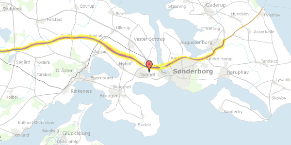 Trafikstøjkort på Helligbæk 16, 6400 Sønderborg