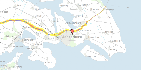 Trafikstøjkort på Hjortevej 5, 6400 Sønderborg