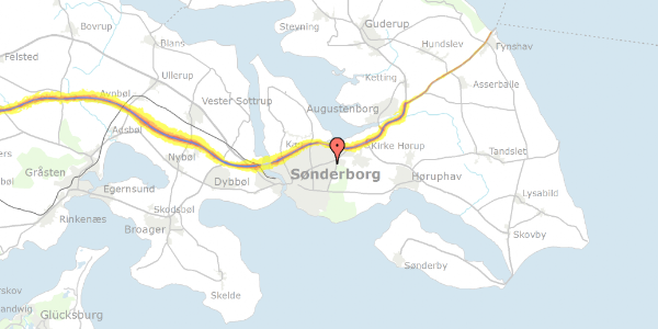 Trafikstøjkort på Hjortevej 17, 6400 Sønderborg