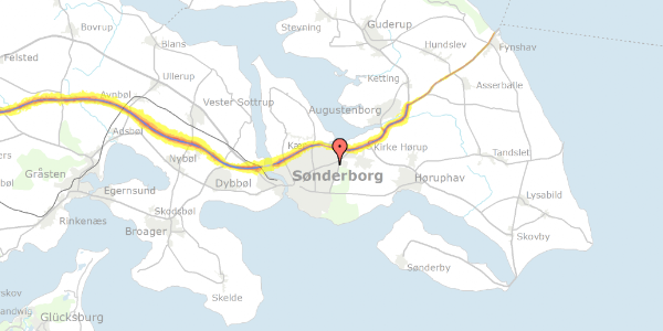 Trafikstøjkort på Hjortevej 23, 6400 Sønderborg