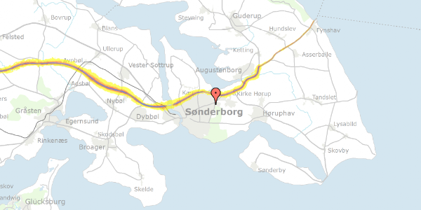 Trafikstøjkort på Hjortevej 29B, 6400 Sønderborg