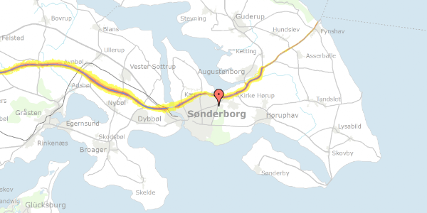 Trafikstøjkort på Hjortevej 59, 6400 Sønderborg