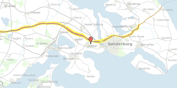 Trafikstøjkort på Hollingstedvej 2, 6400 Sønderborg