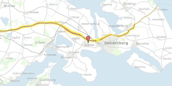 Trafikstøjkort på Hollingstedvej 5, 6400 Sønderborg