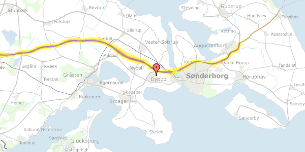 Trafikstøjkort på Hollingstedvej 6, 6400 Sønderborg