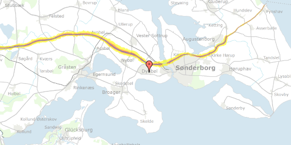 Trafikstøjkort på Husumvej 6, 6400 Sønderborg