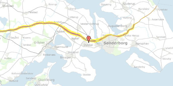 Trafikstøjkort på Hørtoftvej 2, 6400 Sønderborg