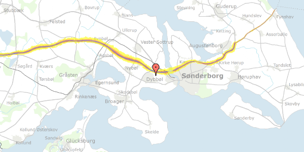 Trafikstøjkort på Istedvej 20, 6400 Sønderborg