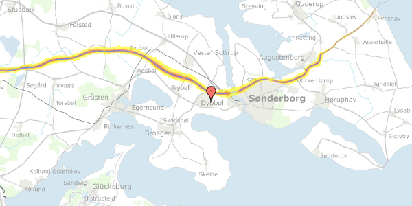 Trafikstøjkort på Jaruplundvej 13, 6400 Sønderborg