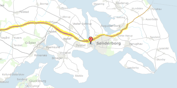 Trafikstøjkort på Junivej 11, 6400 Sønderborg