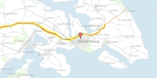 Trafikstøjkort på Koralvej 4, 1. mf, 6400 Sønderborg