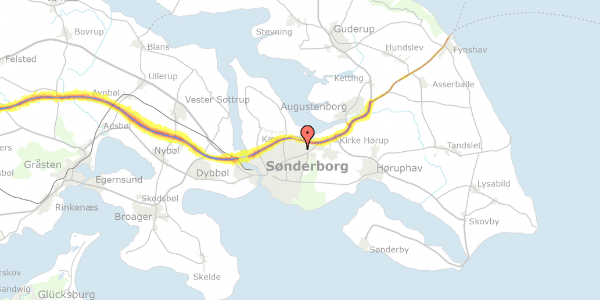 Trafikstøjkort på Krog-Meyers Vej 28, 6400 Sønderborg