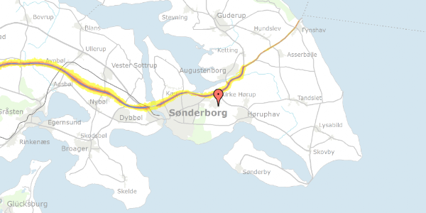 Trafikstøjkort på Lambjergskovvej 9, 6400 Sønderborg