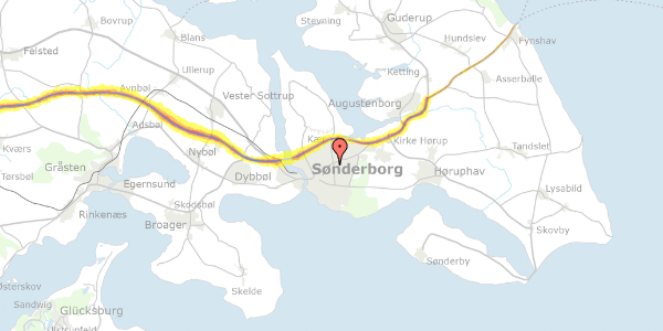 Trafikstøjkort på Lavbrinkevej 7, 1. th, 6400 Sønderborg