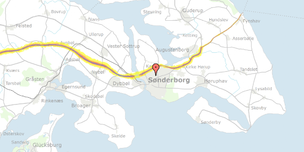 Trafikstøjkort på Limfjordsvej 14, 6400 Sønderborg