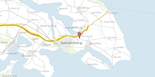 Trafikstøjkort på Linbækvej 8, 6400 Sønderborg