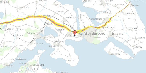 Trafikstøjkort på Mælkevejen 9, 6400 Sønderborg