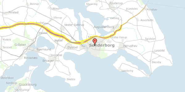 Trafikstøjkort på Møllegade 37, 6400 Sønderborg