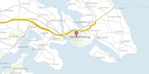 Trafikstøjkort på Møllegade 100, 6400 Sønderborg