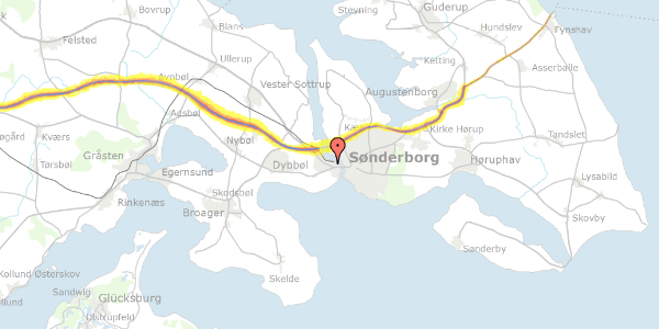 Trafikstøjkort på Redstedsgade 33, 6400 Sønderborg