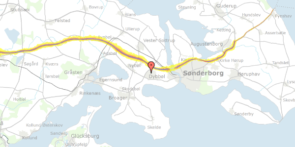 Trafikstøjkort på Rendsborgvej 5B, 6400 Sønderborg