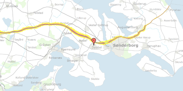 Trafikstøjkort på Rendsborgvej 25, 6400 Sønderborg