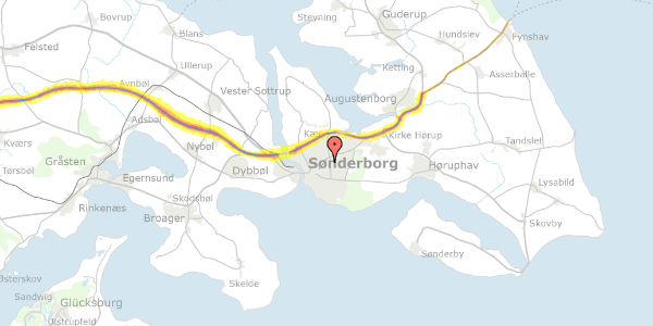 Trafikstøjkort på Rådmandsløkken 12D, 6400 Sønderborg