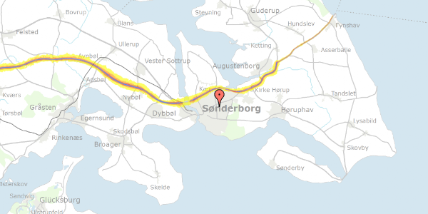 Trafikstøjkort på Rådmandsløkken 24F, 6400 Sønderborg