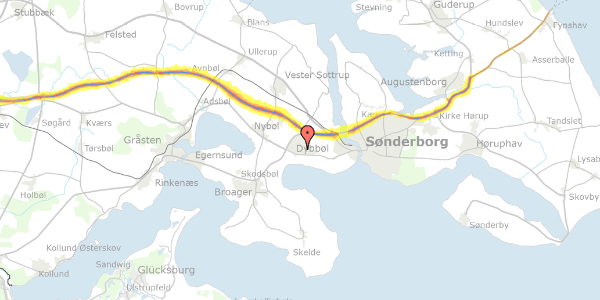 Trafikstøjkort på Sankelmarkvej 30, 6400 Sønderborg