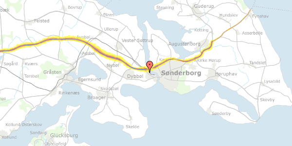 Trafikstøjkort på Skansebakken 13, 6400 Sønderborg