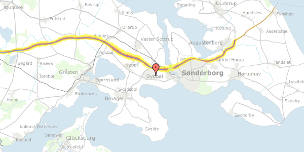 Trafikstøjkort på Skråvej 2, 6400 Sønderborg