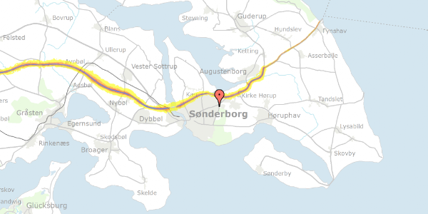 Trafikstøjkort på Stationsvej 1B, 6400 Sønderborg