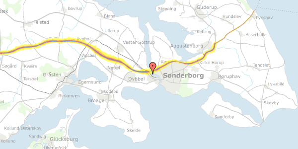 Trafikstøjkort på Sundhøj 13, 6400 Sønderborg