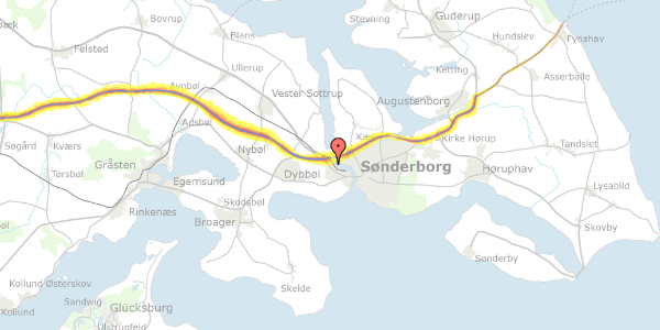 Trafikstøjkort på Sundhøj 15, 6400 Sønderborg