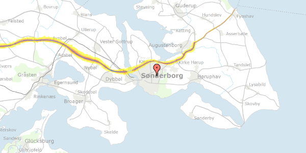 Trafikstøjkort på Sundsmarkvej 84, 6400 Sønderborg