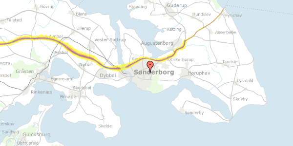 Trafikstøjkort på Sundsmarkvej 98, 6400 Sønderborg